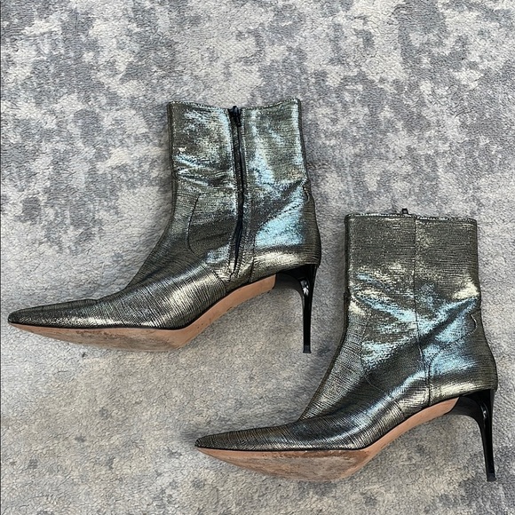 IRO Metallic Davy Ankle Boots Stiletto Heel Silver Sz 41 - Picture 4 of 15